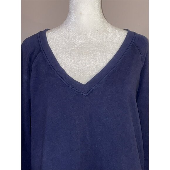 Athleta Sweatshirt Dress Above Knee Zip Pockets V Neck Purplish Blue Sz M - Picture 2 of 10